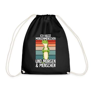 Ich Hasse Morgenmenschen Gecko - Turnbeutel - Schwarz - Vorne
