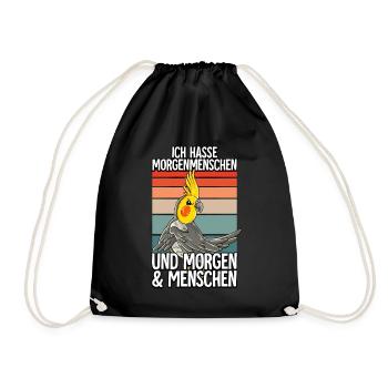 Ich Hasse Morgenmenschen Nymphensittich - Turnbeutel - Schwarz - Vorne