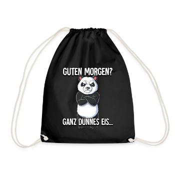 Guten Morgen Ganz Dünnes Eis Panda - Turnbeutel - Schwarz - Vorne