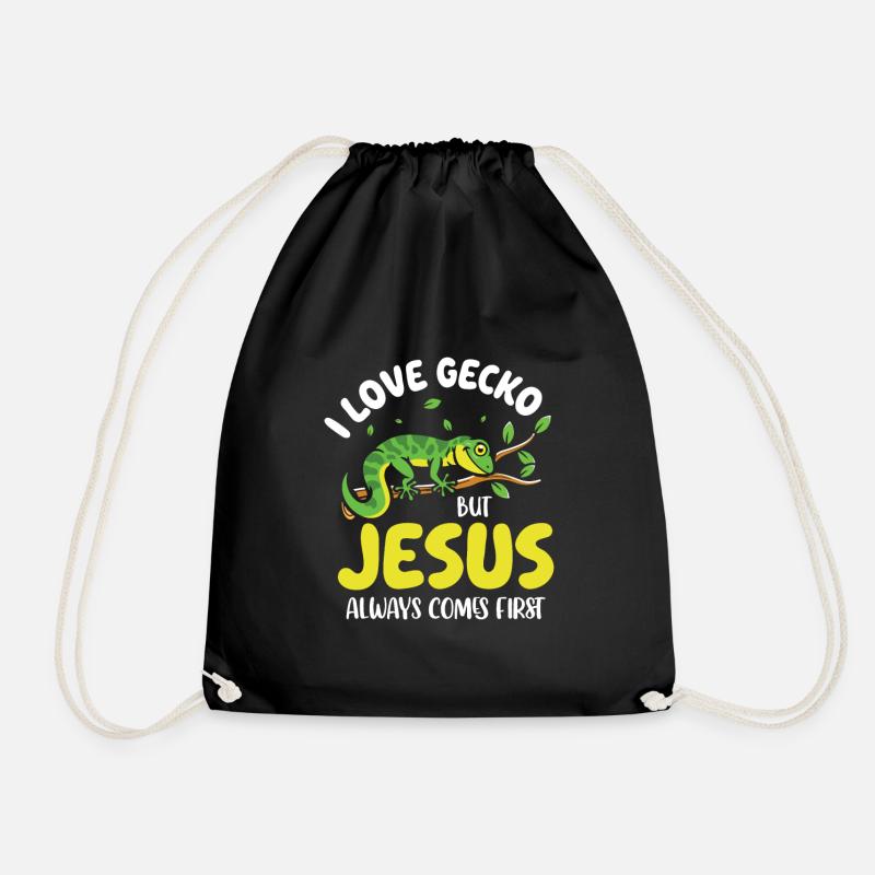 i love Gecko but jesus always comes first - Turnbeutel - Schwarz