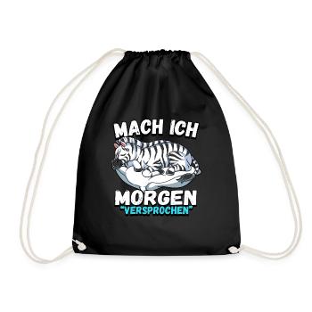 Mach Ich Morgen Versprochen Zebra - Turnbeutel - Schwarz - Vorne