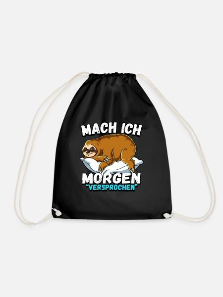 Mach Ich Morgen Versprochen Faultier - Turnbeutel - Schwarz