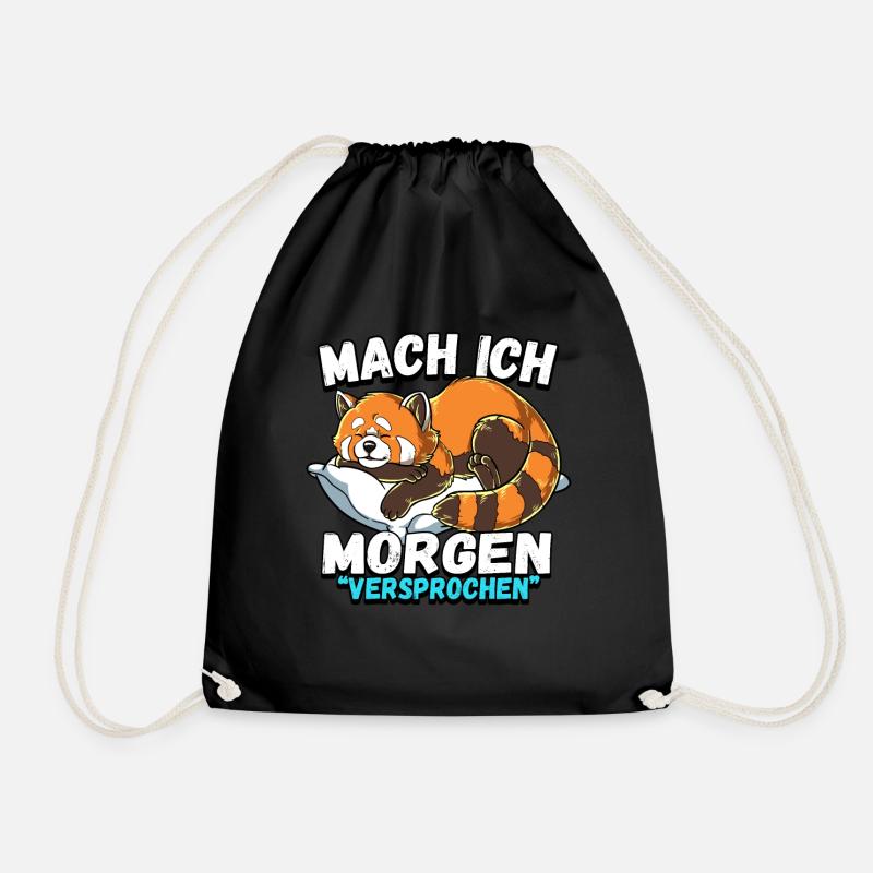 Mach Ich Morgen Versprochen Roter Panda - Turnbeutel - Schwarz