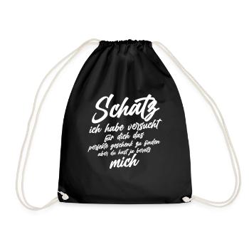 Schatz ich habe versucht dich das perfekt Geschenk - Turnbeutel - Schwarz - Vorne