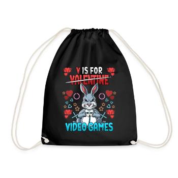 V Is For Video Games Valentinstag Gamer - Turnbeutel - Schwarz - Vorne