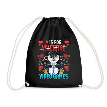 V Is For Video Games Valentinstag Gamer - Turnbeutel - Schwarz - Vorne