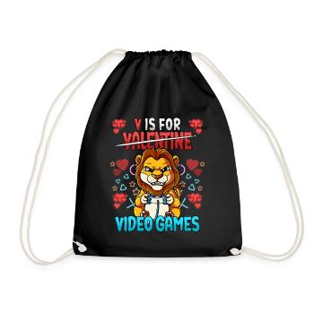 V Is For Video Games Valentinstag Gamer - Turnbeutel - Schwarz - Vorne