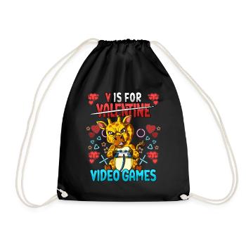 V Is For Video Games Valentinstag Gamer - Turnbeutel - Schwarz - Vorne