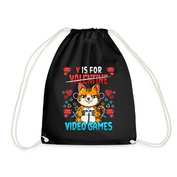 V Is For Video Games Valentinstag Gamer - Turnbeutel - Schwarz - Vorne