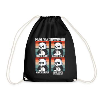 Meine 4 Stimmungen Kaffee Panda - Turnbeutel - Schwarz - Vorne