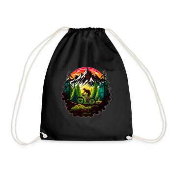 Mountain Bike Outdoor Downhill Nature MTB Bike - Drawstring Bag - black - Front