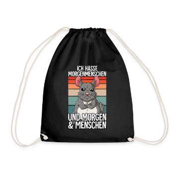 Ich Hasse Morgenmenschen Chinchilla - Turnbeutel - Schwarz - Vorne