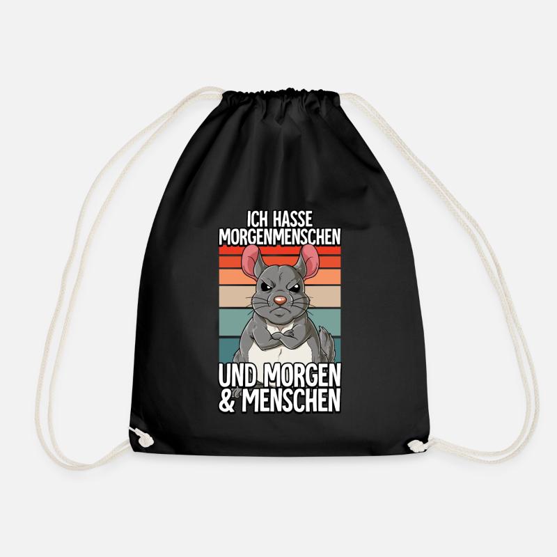 Ich Hasse Morgenmenschen Chinchilla - Turnbeutel - Schwarz