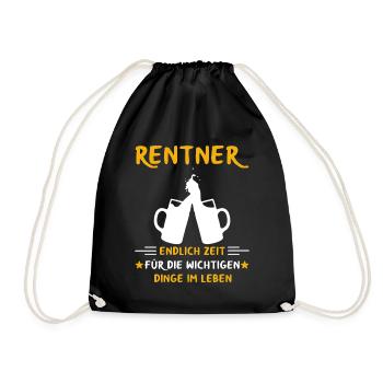 Rentner Rente Rentenbeginn Biertrinker Bier - Turnbeutel - Schwarz - Vorne