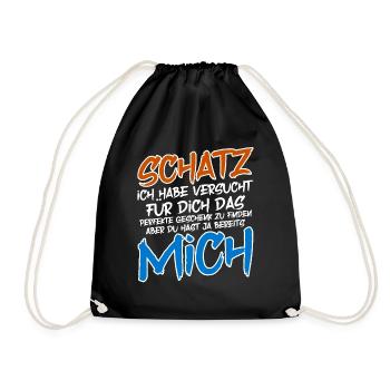 Schatz ich habe versucht dich das perfekt Geschenk - Turnbeutel - Schwarz - Vorne