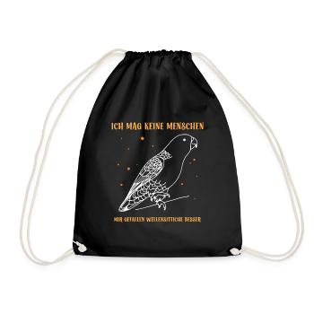 Ich mag keine Menschen Wellensittiche - Turnbeutel - Schwarz - Vorne
