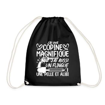 Copine Magnifique Humour Couple ma copine amour - Sac de sport léger - noir - Devant