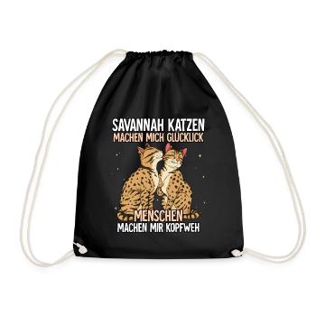 Savannah Katzen - Turnbeutel - Schwarz - Vorne