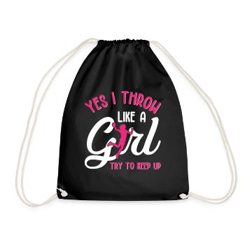 Yesthrow like a girl Try to keep upDiskus werfen - Turnbeutel - Schwarz - Vorne