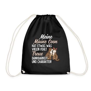 Maine Coon Katze - Turnbeutel - Schwarz - Vorne