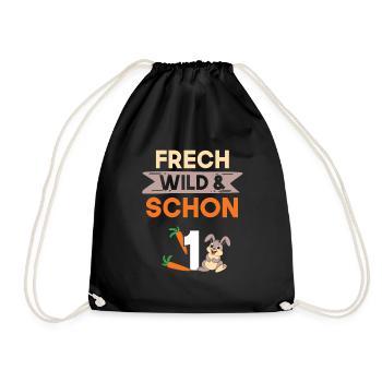 Geschenk 1 Jahr Geburtstag Hase Kaninchen - Turnbeutel - Schwarz - Vorne