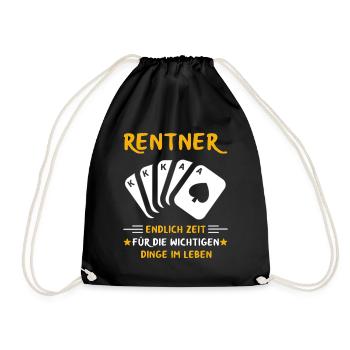 Rentner Rente Rentenbeginn Pokern Karten spielen - Turnbeutel - Schwarz - Vorne