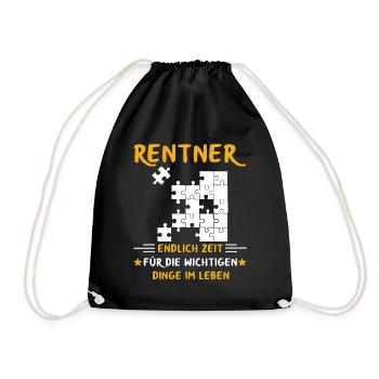 Rentner Rente Rentenbeginn Puzzeln - Turnbeutel - Schwarz - Vorne