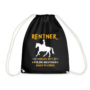 Rentner Rente Rentenbeginn Reiten Pferd Reiter - Turnbeutel - Schwarz - Vorne