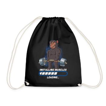 Chimpanzee Building Muscle Bodybuilding Fitness - Drawstring Bag - black - Front