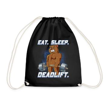 Bär Bodybuilding Fitness Gym Deadlift - Turnbeutel - Schwarz - Vorne