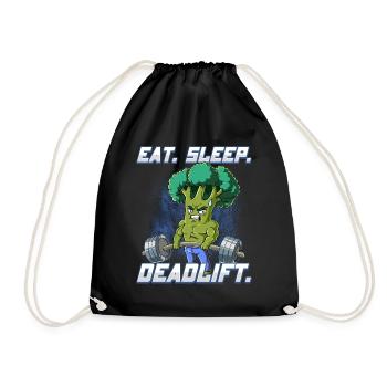 Brokkoli Bodybuilding Fitness Gym Deadlift - Turnbeutel - Schwarz - Vorne