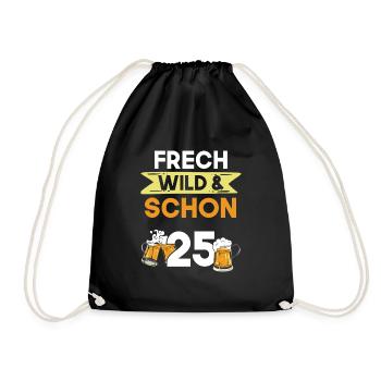 Geschenk 25 Jahre Geburtstag Bier Biertrinker - Turnbeutel - Schwarz - Vorne