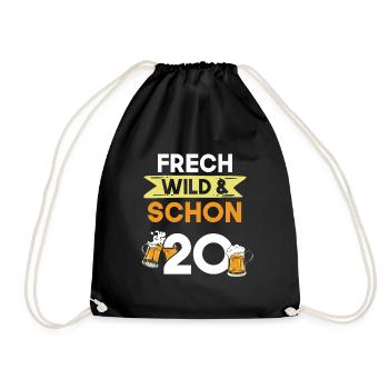 Geschenk 20 Jahre Geburtstag Bier Biertrinker - Turnbeutel - Schwarz - Vorne