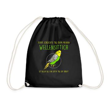 Jeder schlechte Tag beim meinen Wellensittich - Turnbeutel - Schwarz - Vorne