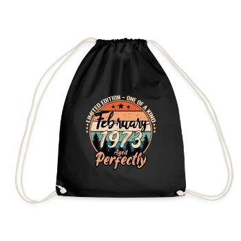 February 1973 anniversary 1973 legends February - Drawstring Bag - black - Front