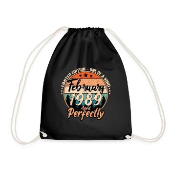 February 1989 anniversary 1989 legends February - Drawstring Bag - black - Front