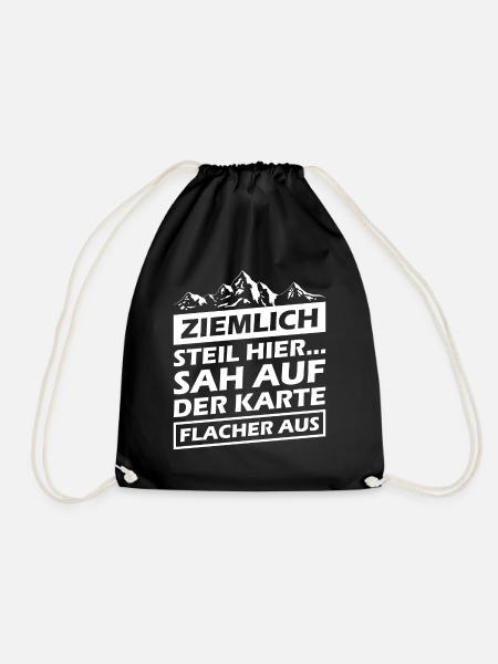 Ziemlich Steil hier Sah auf der Karte flacher aus - Turnbeutel - Schwarz