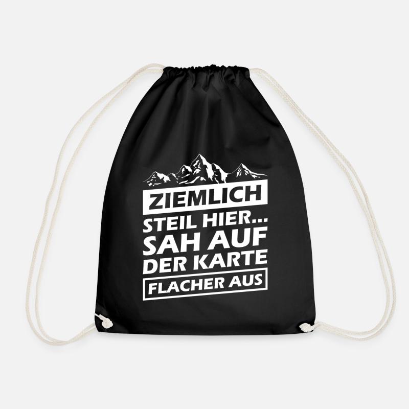 Ziemlich Steil hier Sah auf der Karte flacher aus - Turnbeutel - Schwarz