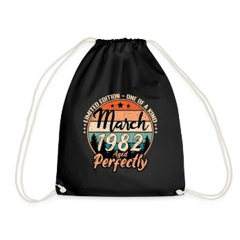 März 1982 Jubiläum 1982 Legenden März - Turnbeutel - Schwarz - Vorne