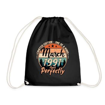 März 1991 Jubiläum 1991 Legenden März - Turnbeutel - Schwarz - Vorne