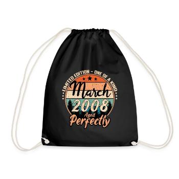 March 2008 anniversary 2008 legends March - Drawstring Bag - black - Front