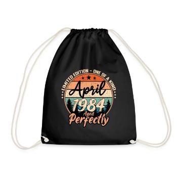 April 1984 anniversary 1984 legends April - Drawstring Bag - black - Front