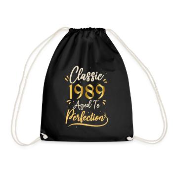Geburtstag 1989 Geschenk 1989 Classic 1989 - Turnbeutel - Schwarz - Vorne