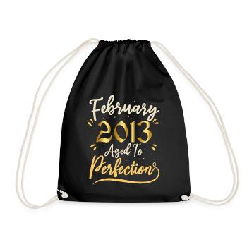 February 2013 February aged to perfection 2013 - Drawstring Bag - black - Front