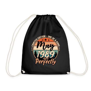May 1989 anniversary 1989 legends May - Drawstring Bag - black - Front