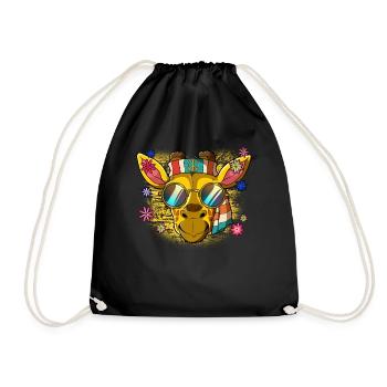 60s 70s Costume Groovy Hippie - Drawstring Bag - black - Front