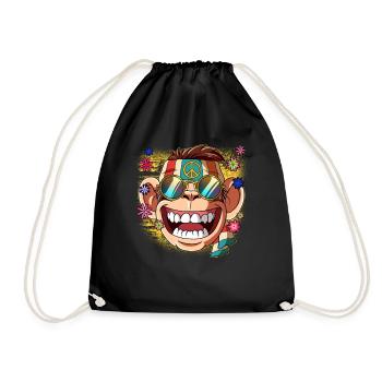 60s 70s Costume Groovy Hippie - Drawstring Bag - black - Front