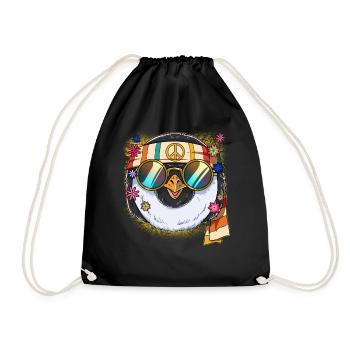 60s 70s Costume Groovy Hippie - Drawstring Bag - black - Front