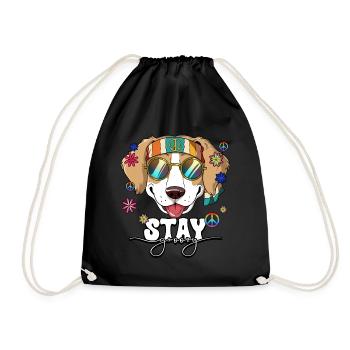 60s 70s Costume Stay Groovy Hippie - Drawstring Bag - black - Front