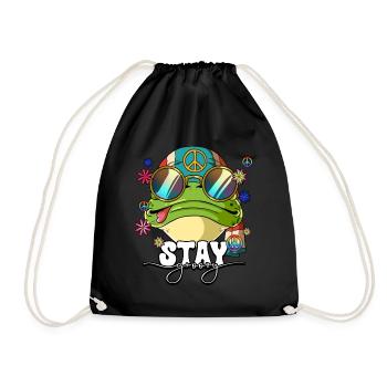 60s 70s Costume Stay Groovy Hippie - Drawstring Bag - black - Front